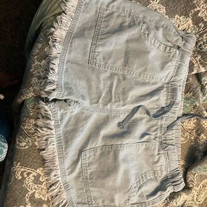 Denim frayed shorts with elastic tie waist band